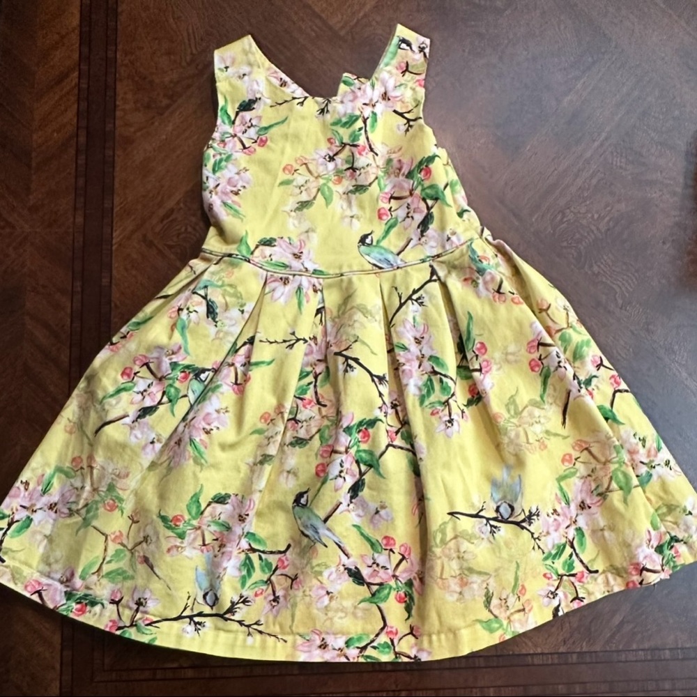 Marks And Spencer Autograph Yellow Print Dress size 6-7-EUC